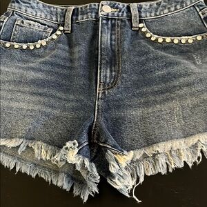 Blue rhinestone -Embellished Women's Jean Shorts new